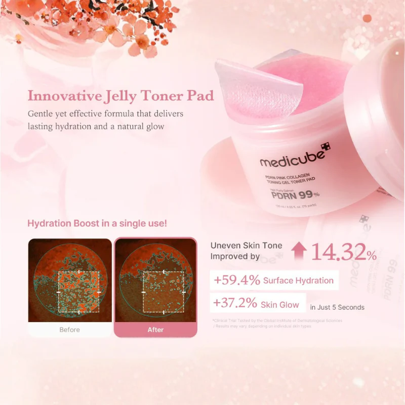PDRN Pink Collagen Toning Gel Toner Pad - Image 5