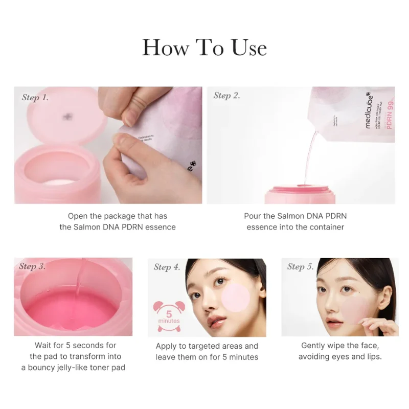 PDRN Pink Collagen Toning Gel Toner Pad - Image 6
