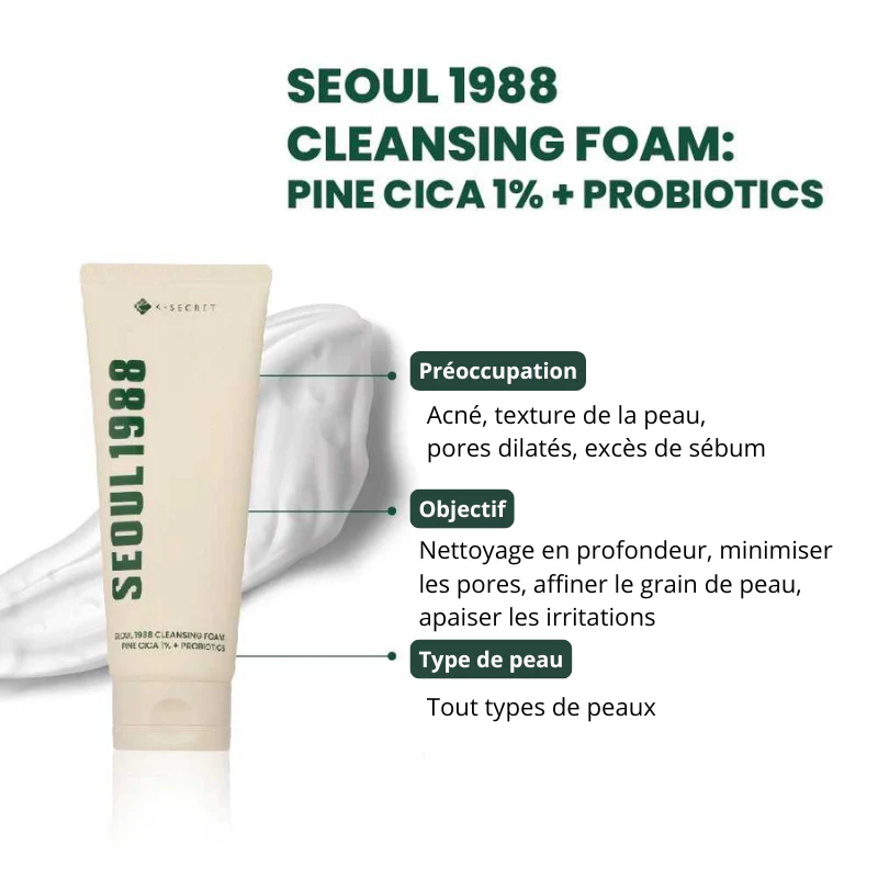 Seoul 1988 Cleansing Foam : Pine Cica 1% + Probiotics - Image 4