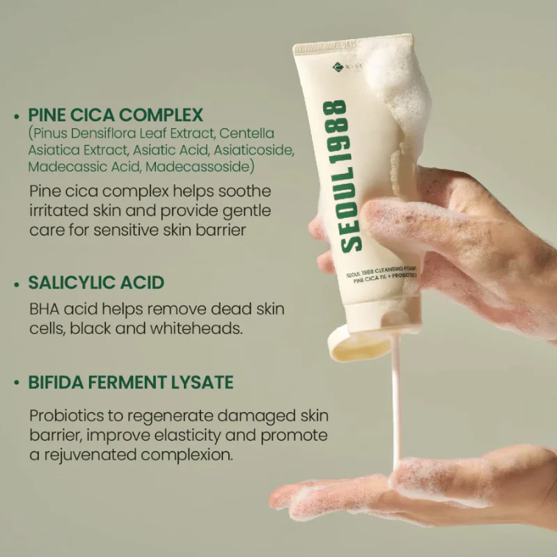Seoul 1988 Cleansing Foam : Pine Cica 1% + Probiotics - Image 6