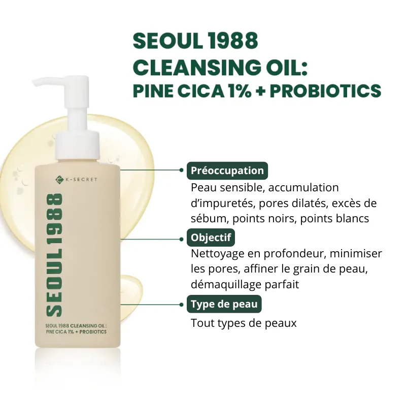 Seoul 1988 Cleansing Oil : Pine Cica 1% + Probiotics - Image 4